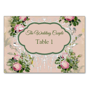 Bush Garden Green - soft pink roses Table cards