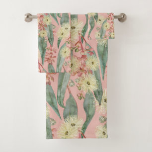 Bush Gum Floral Blooms - Vintage Blush Pink Bath Towel Set