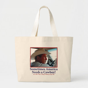 BUSH-HAT.-white-Cowboy-eps Large Tote Bag
