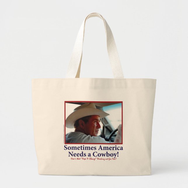 BUSH-HAT.-white-Cowboy-eps Large Tote Bag (Front)