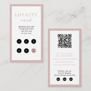 Bush Pink Business Simple QR Code Loyalty  Business Card