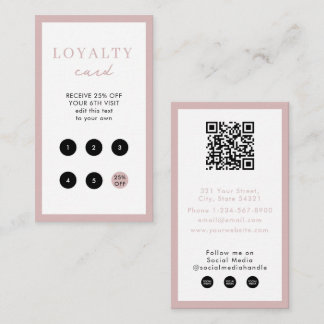Bush Pink Business Simple QR Code Loyalty Card