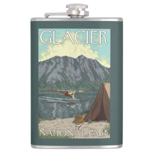 Bush Plane & Fishing - Glacier National Park, MT Hip Flask