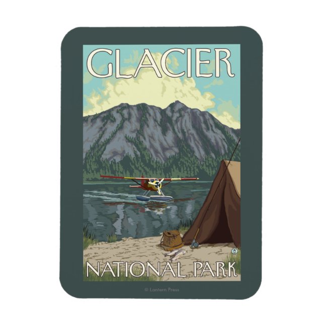 Bush Plane & Fishing - Glacier National Park, MT Magnet (Vertical)