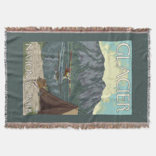 Bush Plane & Fishing - Glacier National Park, MT Throw Blanket