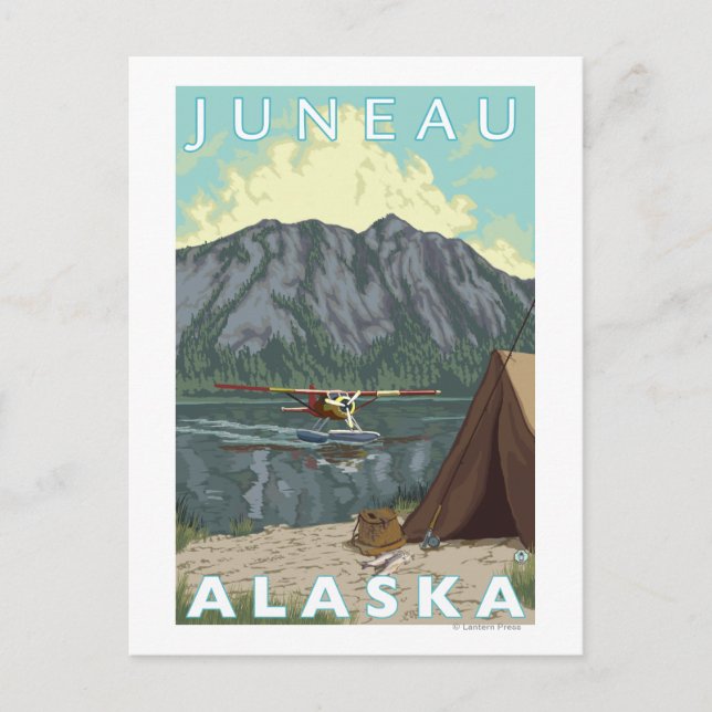 Bush Plane & Fishing - Juneau, Alaska Postcard (Front)