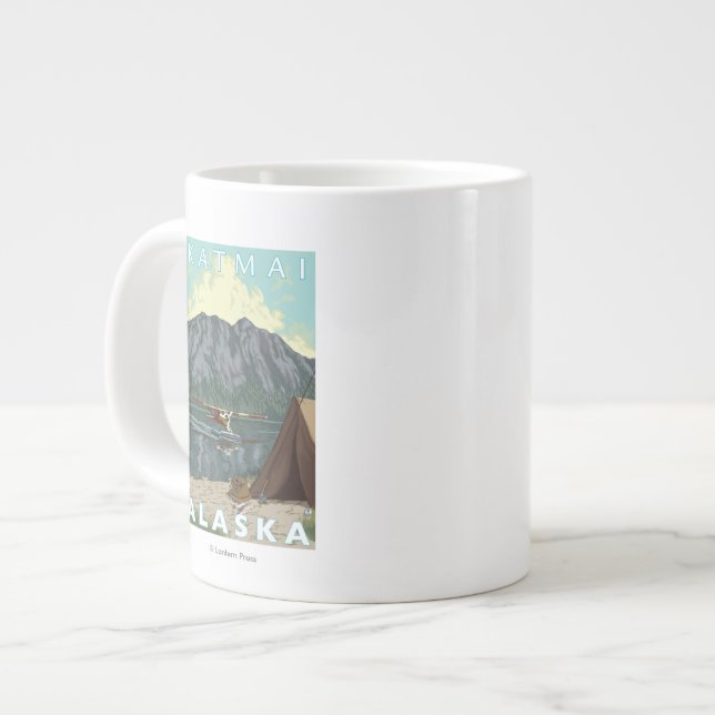 Bush Plane & Fishing - Katmai, Alaska Large Coffee Mug (Front Left)