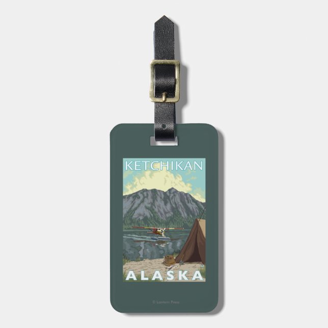 Bush Plane & Fishing - Ketchikan, Alaska Luggage Tag (Front Vertical)