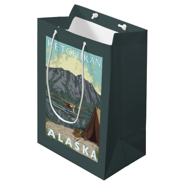 Bush Plane & Fishing - Ketchikan, Alaska Medium Gift Bag (Front Angled)