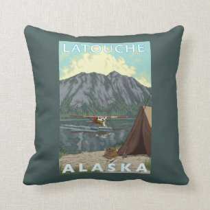 Bush Plane & Fishing - Latouche, Alaska Cushion