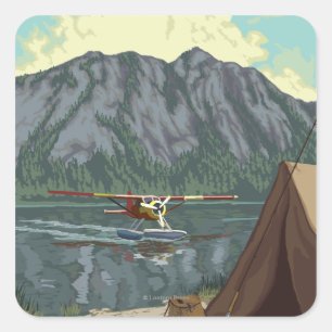 Bush Plane & Fishing - Montana Square Sticker
