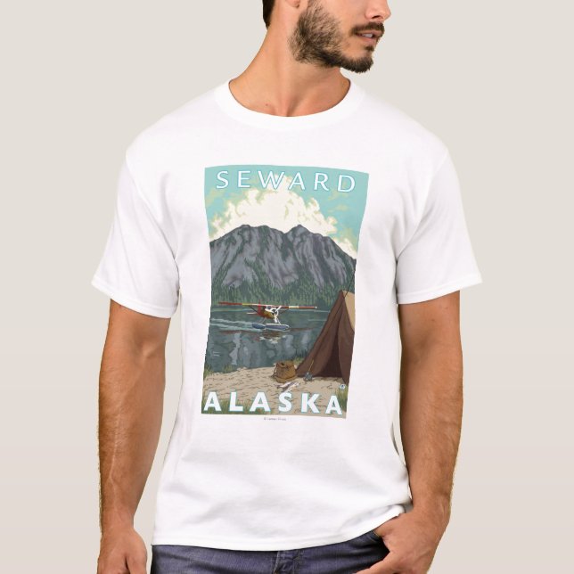 Bush Plane & Fishing - Seward, Alaska T-Shirt (Front)