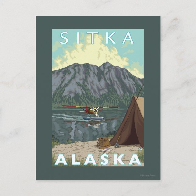 Bush Plane & Fishing - Sitka, Alaska Postcard (Front)