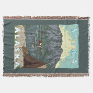 Bush Plane & Fishing - Sitka, Alaska Throw Blanket