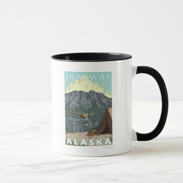 Bush Plane & Fishing - Skagway, Alaska Mug (Right)