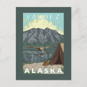 Bush Plane & Fishing - Valdez, Alaska Postcard