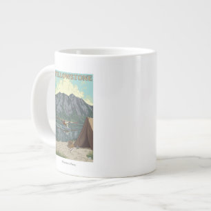 Bush Plane & Fishing - Yellowstone National Large Coffee Mug