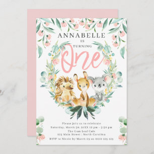 Bush Safari 1st Girl Birthday Invitation