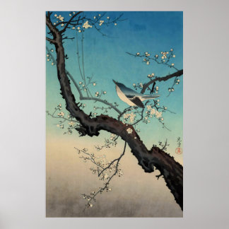 bush warbler and plum blossoms-Tsuchiya Koitsu Poster