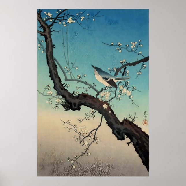 bush warbler and plum blossoms-Tsuchiya Koitsu Poster (Front)