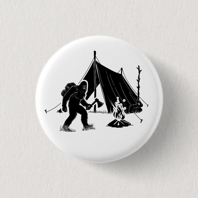 Bushcraft Adventure Camping Bigfoot 3 Cm Round Badge (Front)