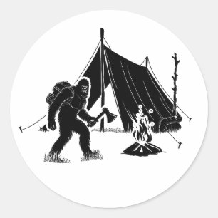 Bushcraft Adventure Camping Bigfoot Classic Round Sticker