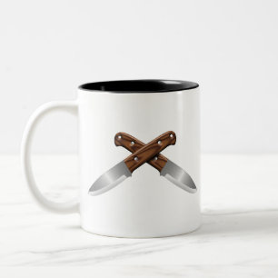bushcraft crossing knives Two-Tone coffee mug