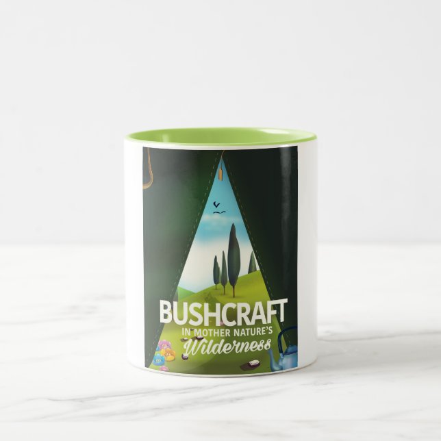Bushcraft 'Visit Mother nature's' wilderness Two-Tone Coffee Mug (Center)