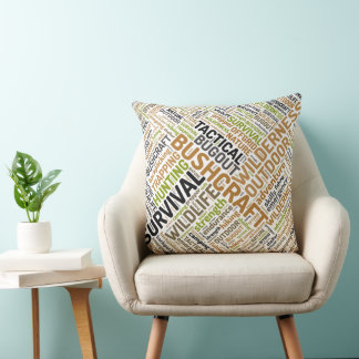 Bushcraft Word Cloud Throw Pillow