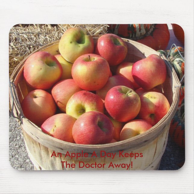 Bushel Basket Of Apples, An Apple A Day Keeps T... Mouse Mat (Front)