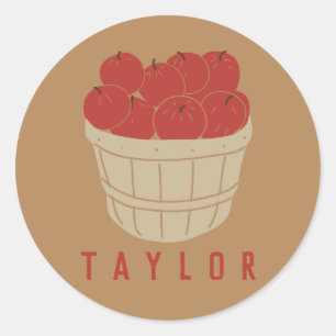 Bushel Basket of Apples Illustration Classic Round Sticker