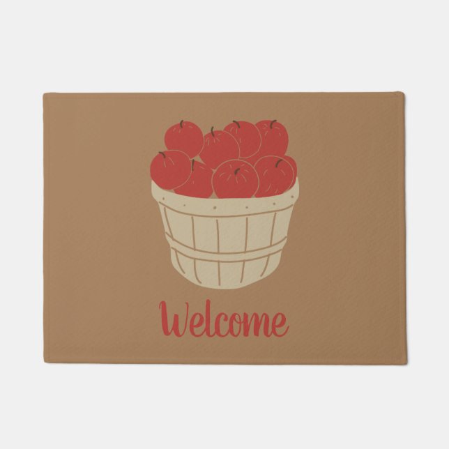Bushel Basket of Apples Illustration Doormat (Front)