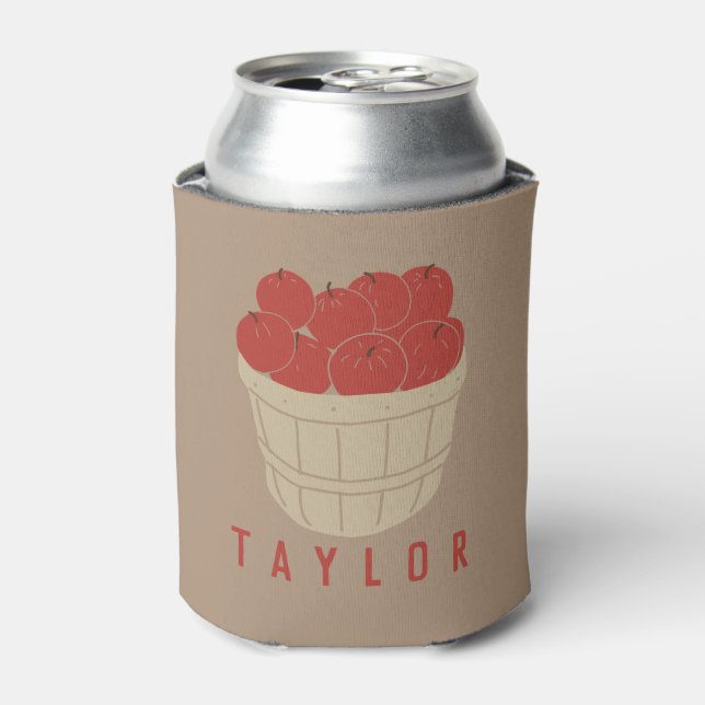 Bushel Basket of Apples Illustration Personalised Can Cooler (Can Front)