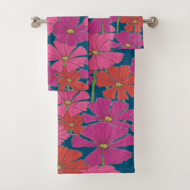Bushel of Bright Cosmos  Bath Towel Set (Insitu)