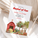 Bushel of Fun Birthday Girl Red Gingham Party Invitation<br><div class="desc">Editable Bushel of Fun Birthday Girl,  Apple Orchard Birthday Invitation,  Autumn Red Plaid Apple Kid's Birthday,  Apple and Tractor Invite</div>
