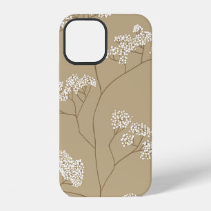 Bushes of small white flowers in beige color palet iPhone 12 case