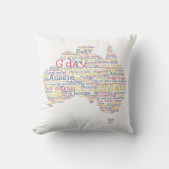 Bushfire Special Edition Aussie Slang Map Cushion (Front)