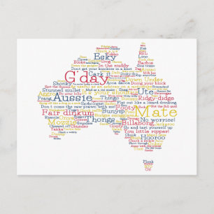 Bushfire Special Edition Aussie Slang Map Postcard