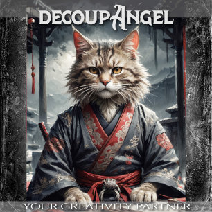 Bushido Feline Spirit - Decoupage - Tissue Paper