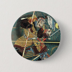 bushido fighting japanese ukiyo-e samurai warrior 6 cm round badge