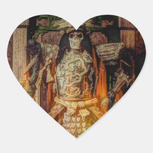 bushido Japanese samurai armour samurai skull Heart Sticker
