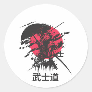 Bushido Spirit: Samurai Warrior Aesthetic Classic Round Sticker