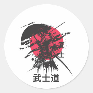 Bushido Spirit: Samurai Warrior Aesthetic Classic Round Sticker