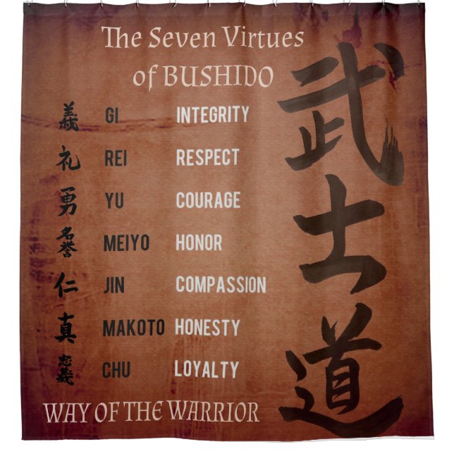 BUSHIDO VIRTUES SHOWER CURTAIN (Front)