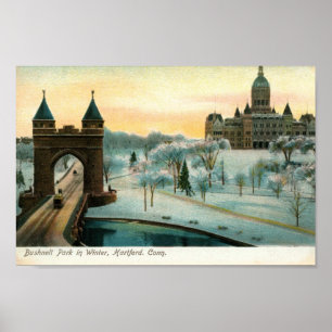 Bushnell Park in Winter, Hartford CT Vintage Poster