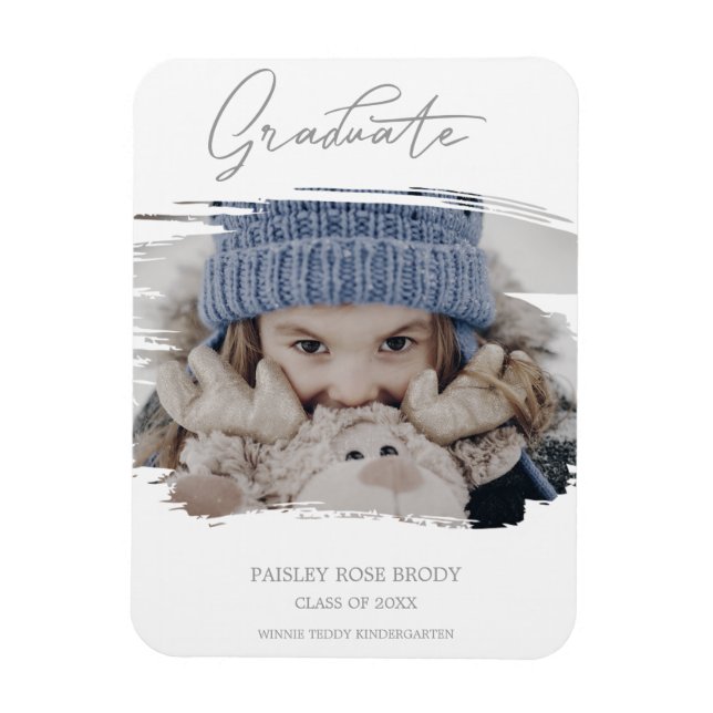 Bushstroke Cute Calligraphy Graduation Pre K Photo Magnet (Vertical)