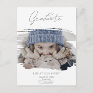 Bushstroke Cute Calligraphy Graduation Pre K Photo Postcard