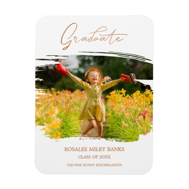 Bushstroke Whimsical Calligraphy Graduation Pre K Magnet (Vertical)