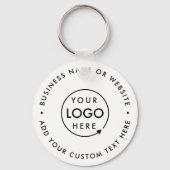 Busines Logo | Minimal Simple White Professional Key Ring (Front)