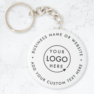 Busines Logo   Minimal Simple White Professional Key Ring